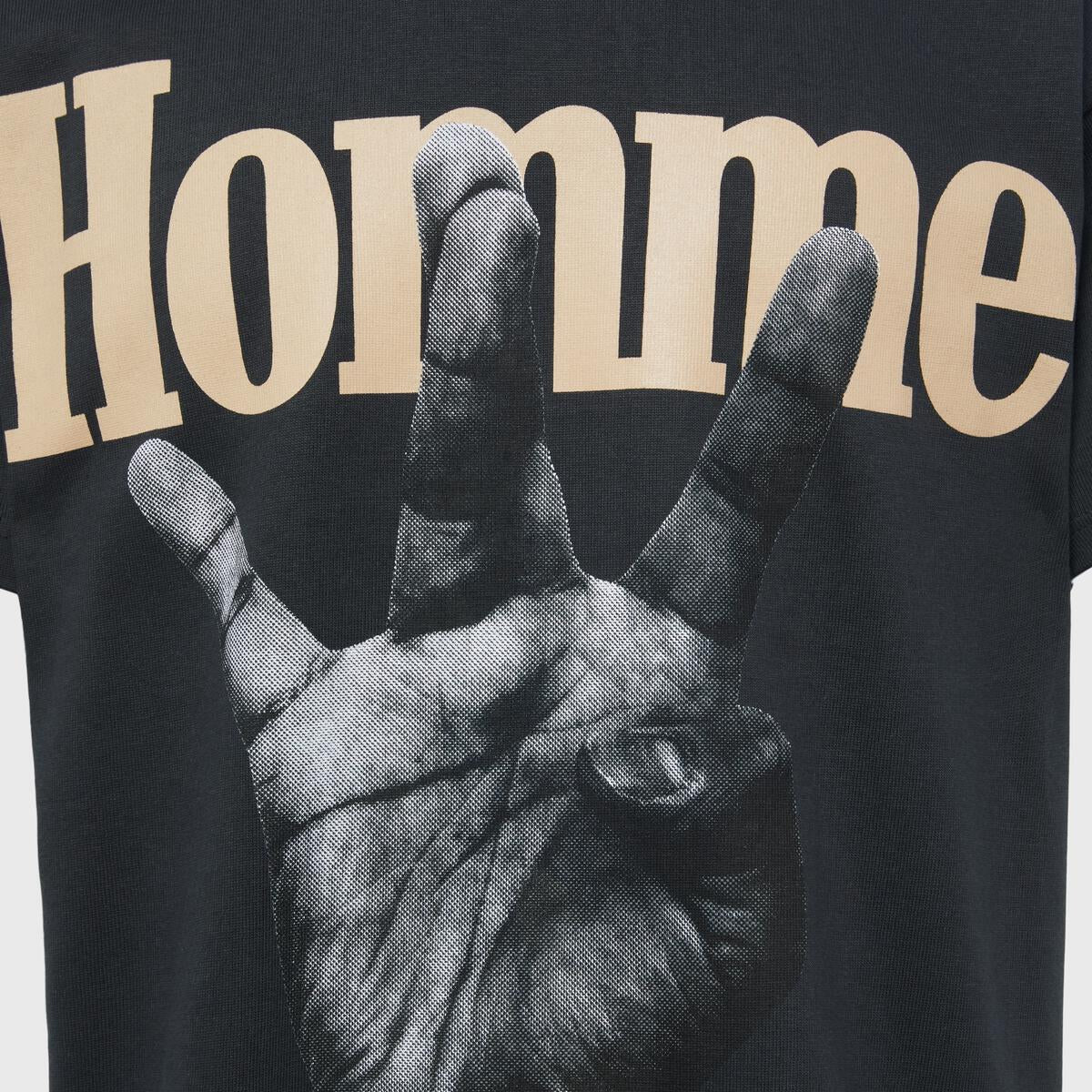 Homme Femme Twisted Fingers Tee Black Taupe Blue Octane