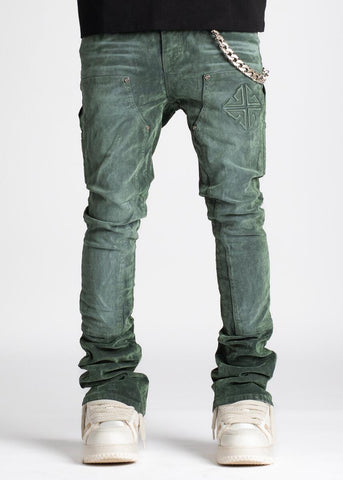 Guapi - Carpenter Stacked Denim Jeans (Hunter Green)