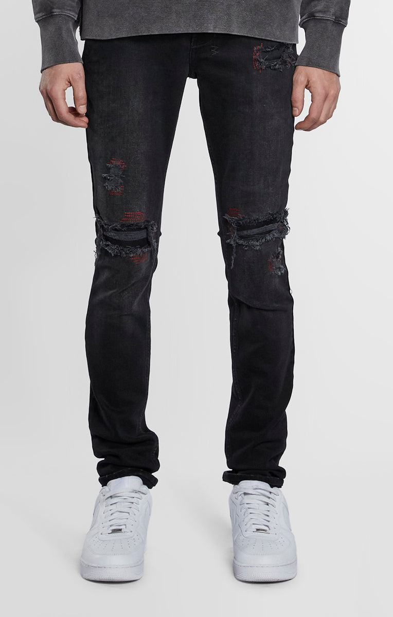 Ksubi - Van Winkle Red Bottle Trashed Jeans (Black) – Octane