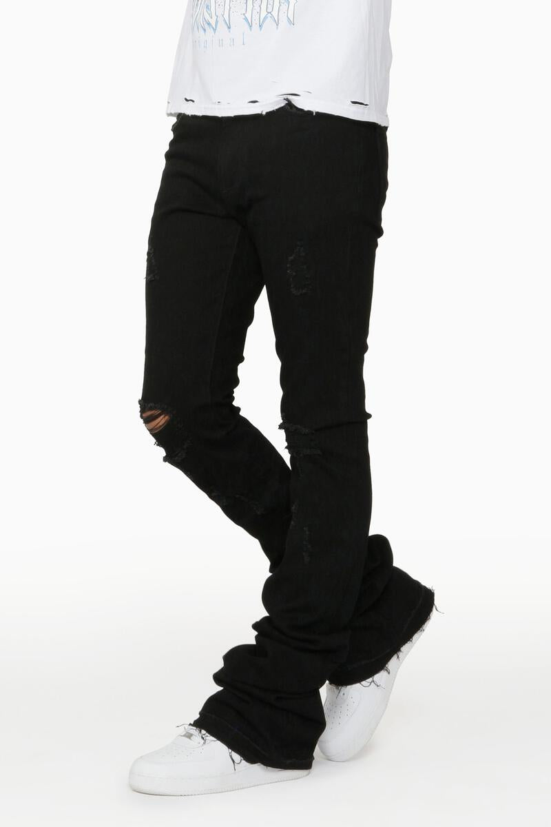 Rockstar Original - Sniper Black Super Stacked Flare Jeans (Black