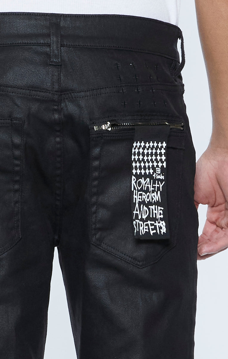 【KSUBI】ブラックワックスデニムvan winkle waxed caged Van Winkle Waxed Caged Skinny Jeans | Ksubi ++