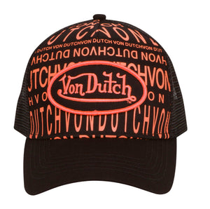 Von Dutch - Monogram Broken Logo Trucker Hat (Orange/Black)