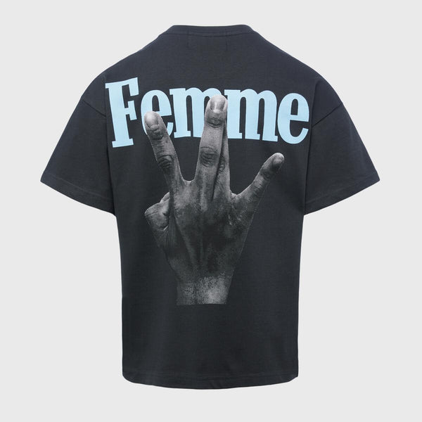 Homme Femme -Twisted Fingers Tee (Black/Taupe/Blue)