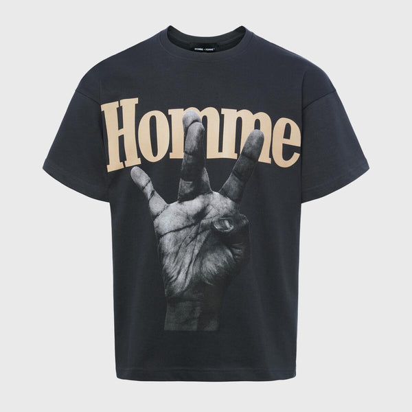 Homme Femme -Twisted Fingers Tee (Black/Taupe/Blue)