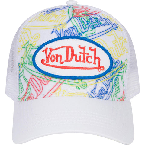 Von Dutch - Von Dutch W/ Patch Logo Trucker Hat (Multi White)