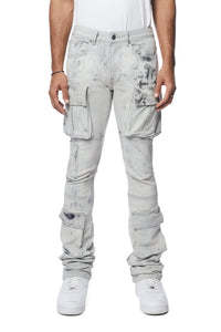 Smoke Rise - Utility Multi Cargo Stacked Jeans (Sunset Grey)