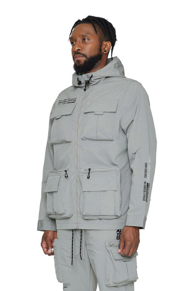 Smoke Rise - Utility Pocket Nylon Jacket (Light Grey)