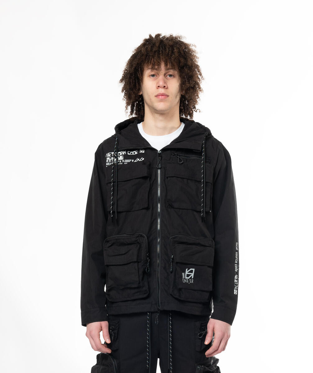 Smoke Rise - Utility Windbreaker Jacket (Black)