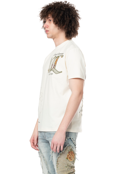 Smoke Rise - Tapestry Patch Short Sleeve Tee (Ecru)