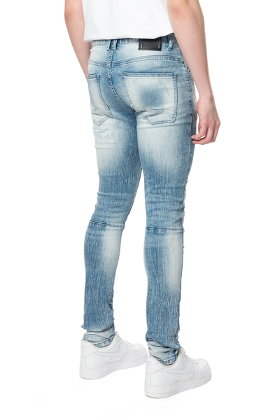 Smoke Rise - Distressed Rip & Repair Super Skinny Jean (Lowell Blue)