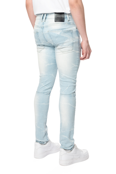 Smoke Rise - Shotgun Effect & Lightening Washed Super Skinny Jeans (Speckle Blue)