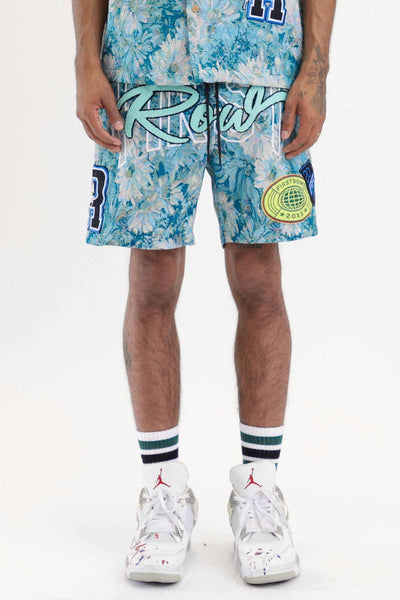 First Row - Tapestry Woven Bowling Shorts (Blue)