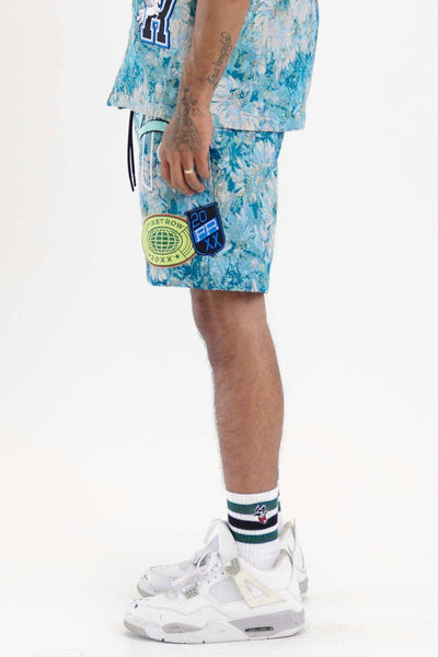 First Row - Tapestry Woven Bowling Shorts (Blue)