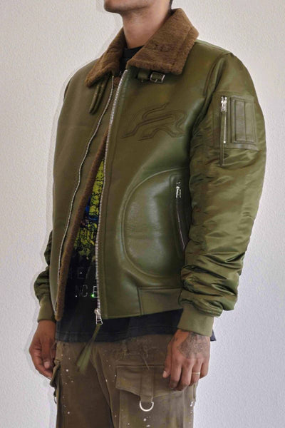 First Row - Mustang MA1 Varsity Jacket (OLIVE)