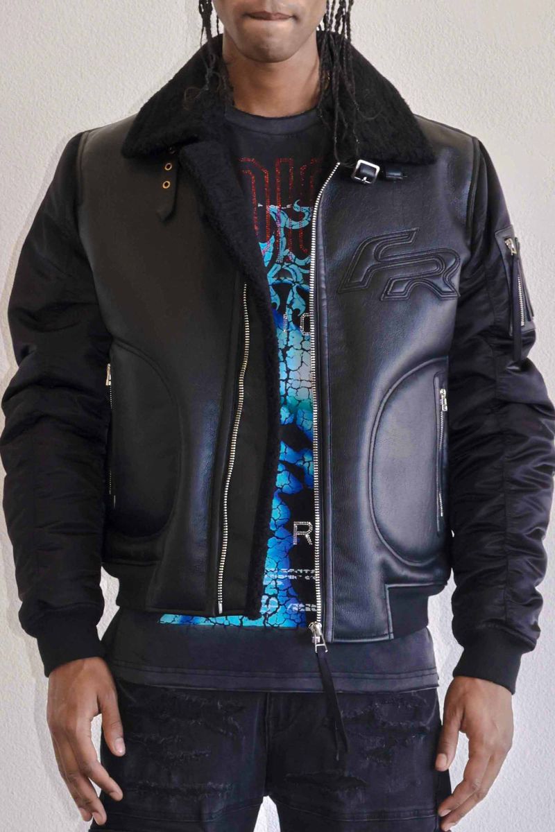 First Row - Mustang MA1 Varsity Jacket (Black)