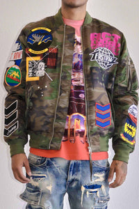 First Row - Act Today Multi Patches MA-1 Jacket (WOOD CAMO)