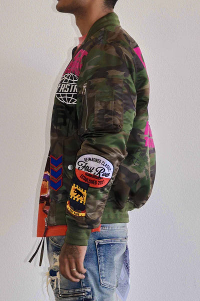 First Row - Act Today Multi Patches MA-1 Jacket (WOOD CAMO)