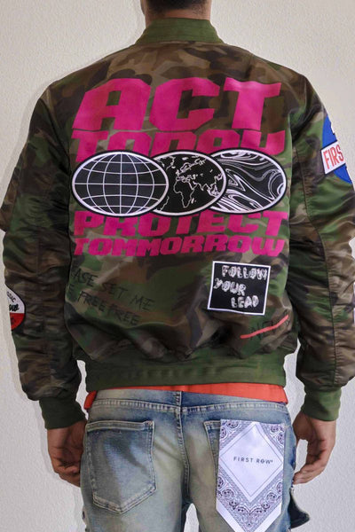 First Row - Act Today Multi Patches MA-1 Jacket (WOOD CAMO)