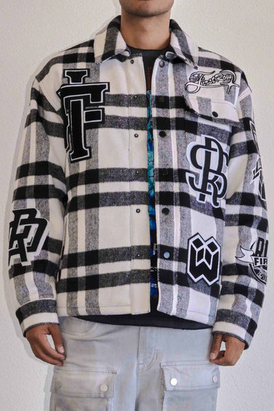 First Row - All Over Logo Multi Patches Shacket (Black)