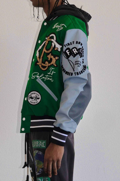 First Row - Global Peace Varsity Jacket (GREEN)