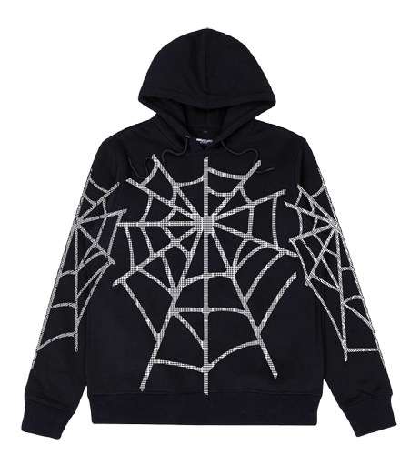 Roku - Rhinestone Web Hoodie (Black) – OCTANE Roku - Rhinestone Web Hoodie (Black) – OCTANE
