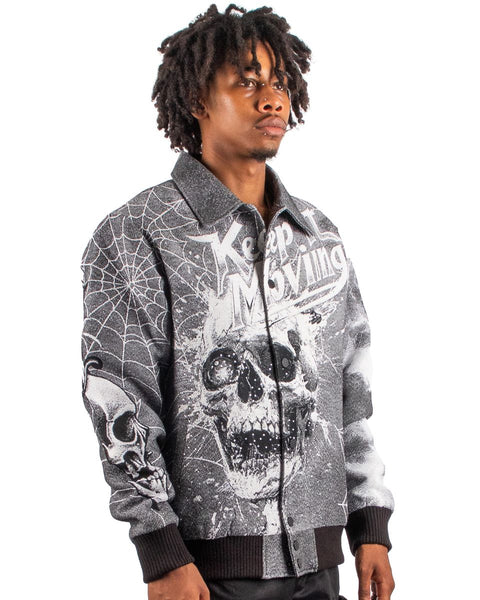 Majestik - Keep It Moving Tapestry Jacket W/ Rhinestone (Charcoal)