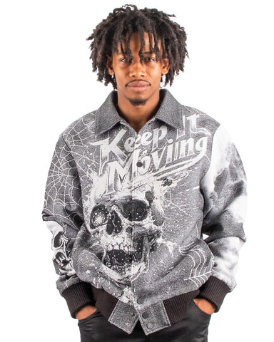 Majestik - Keep It Moving Tapestry Jacket W/ Rhinestone (Charcoal)