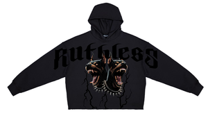 Roku - Ruthless Cropped Drop Shoulder Hoodie (Black)