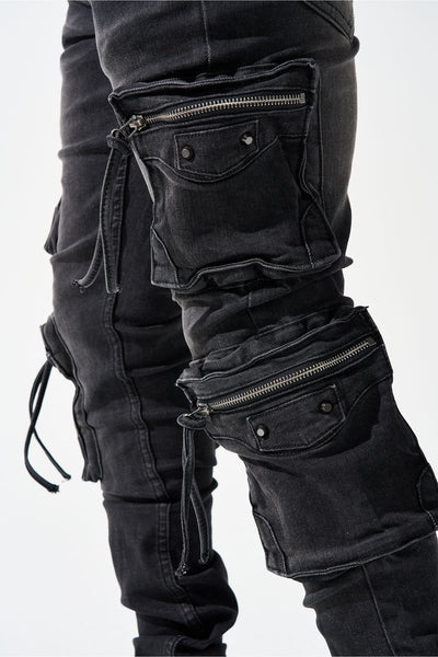 Serenede - Poppy Cargo Stacked Jeans (Black)