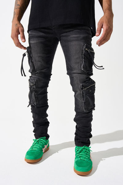 Serenede - Poppy Cargo Stacked Jeans (Black)