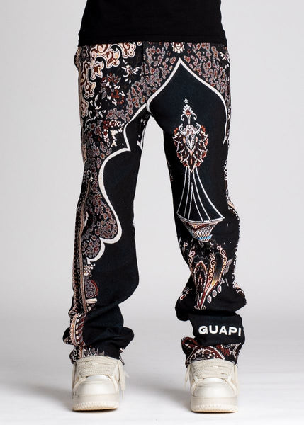 Guapi - Persian Tapestry Flare Stacked Pant (Black)