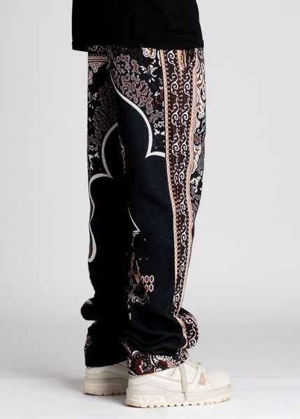 Guapi - Persian Tapestry Flare Stacked Pant (Black)