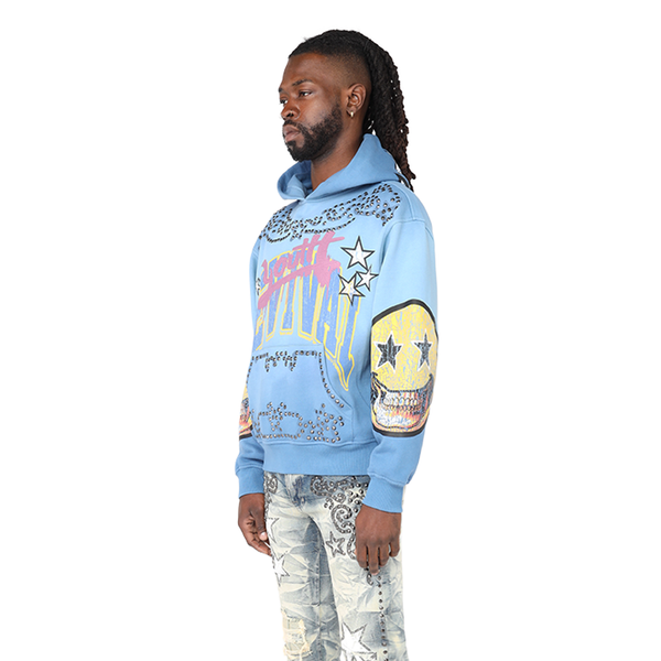 Smoke Rise - Oversized Maximalist Fleece Hoodie ( DUSK BLUE)