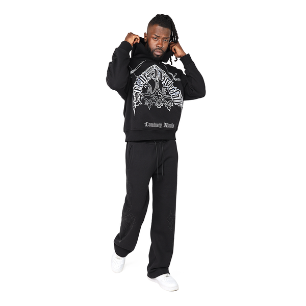 Smoke Rise - Oversized Dystopia Fleece Hoodie (Black)