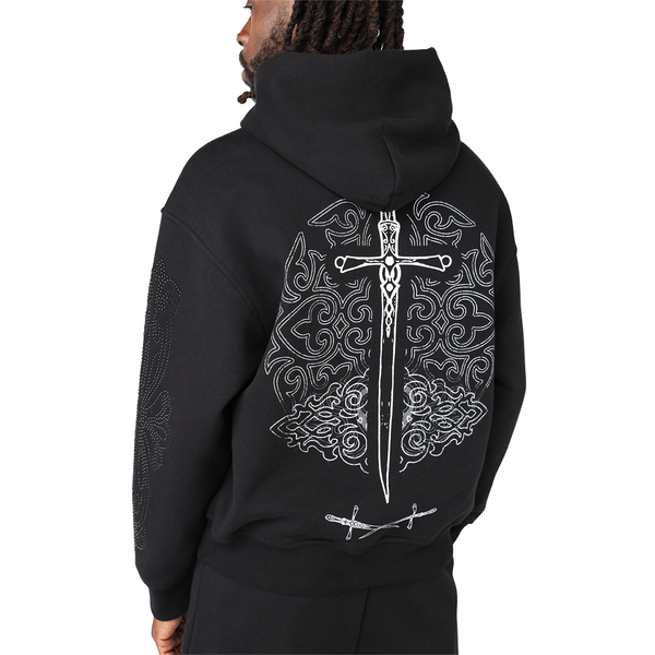 Smoke Rise - Oversized Dystopia Fleece Hoodie (Black)