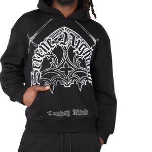 Smoke Rise - Oversized Dystopia Fleece Hoodie (Black)