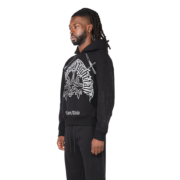 Smoke Rise - Oversized Dystopia Fleece Hoodie (Black)