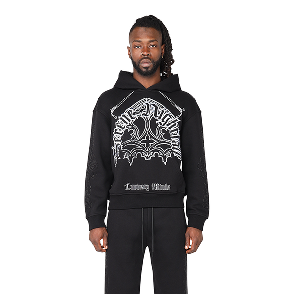 Smoke Rise - Oversized Dystopia Fleece Hoodie (Black)