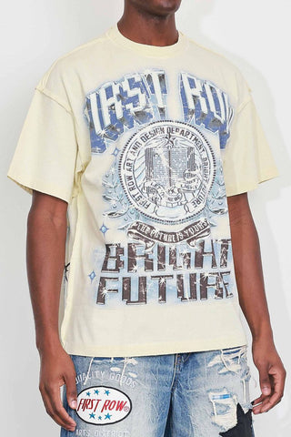 First Row - Washed Bright Future Shining Cropped Tee (Cream)