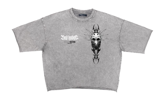 Roku - Enzyme Wash Bad Habits Cropped Tee (WASHED GREY)