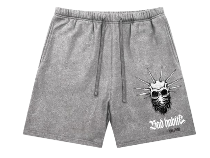 Roku - Enzyme Wash Bad Habits Fleece Shorts (WASHED GREY)