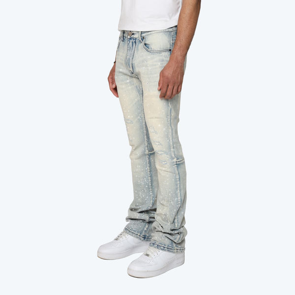 Smoke Rise - All Rhinestone Stacked Jean (Agnes Blue)