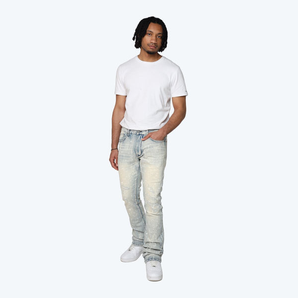 Smoke Rise - All Rhinestone Stacked Jean (Agnes Blue)