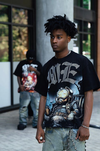 Mixed Emotions - Astronaut Rhinestone Tee (Black)