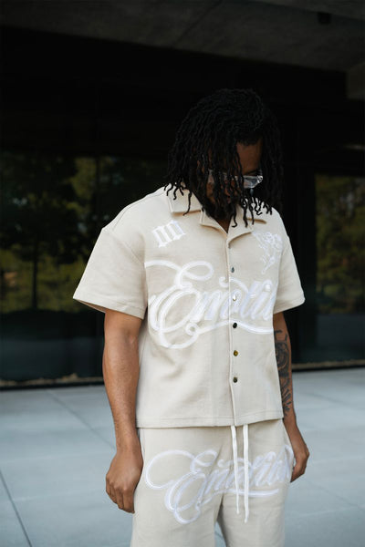 Mixed Emotions - Signature Button Up Tee (Cream)