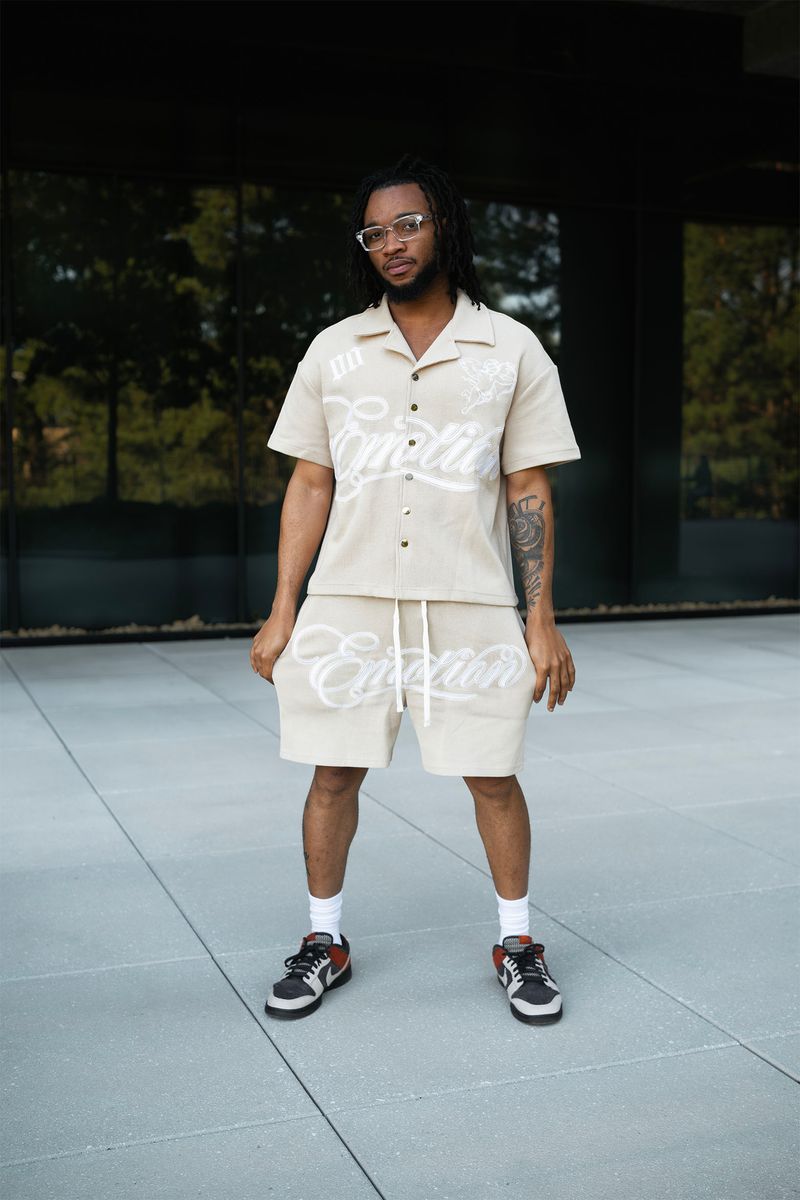Mixed Emotions - Signature Button Up Tee (Cream)