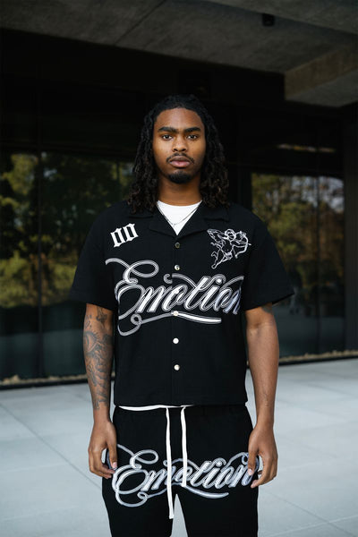 Mixed Emotions - Signature Button Up Tee (Black)