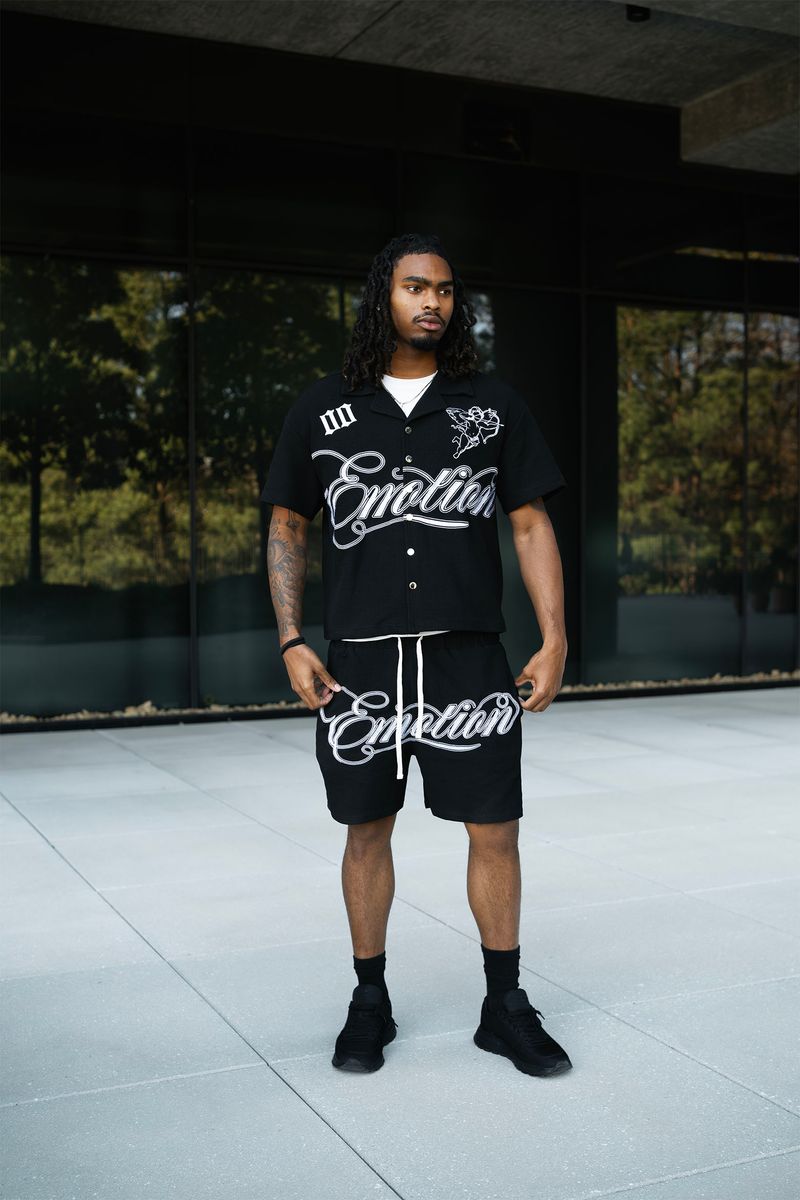 Mixed Emotions - Signature Button Up Tee (Black)