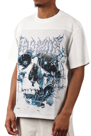 Majestik - Lightning Skull W/ Rhinestone Tee (Off White)