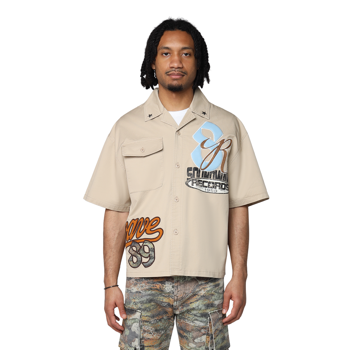 Smoke Rise - Wild Woven Button Down Shirt (SAFARI)